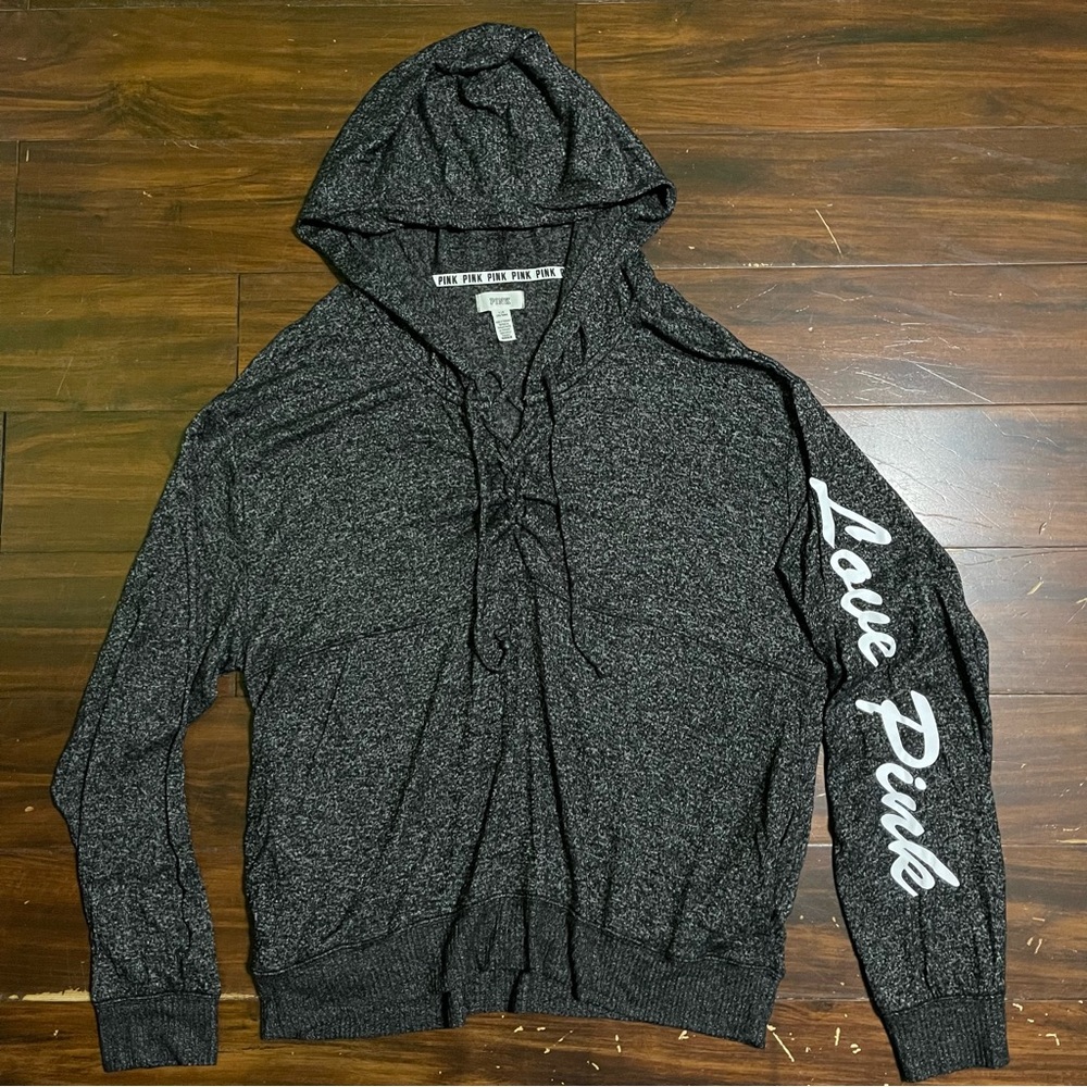 VS PINK Plush Lace Up Pullover
